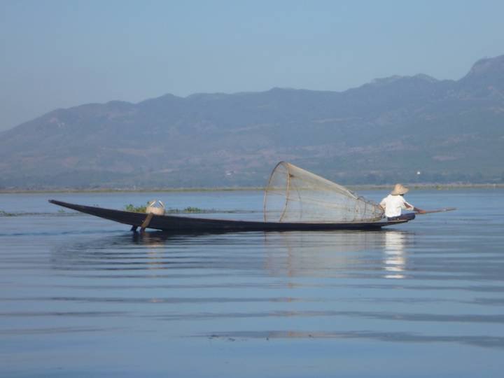 Another fishing canoe. This one has a skeg to keep it straight when paddling from the front.